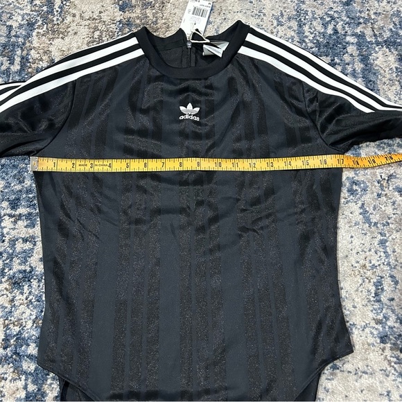 NWT Adidas Black & White Stripe Short Sleeve Bodysuit Size Medium - Picture 9 of 12